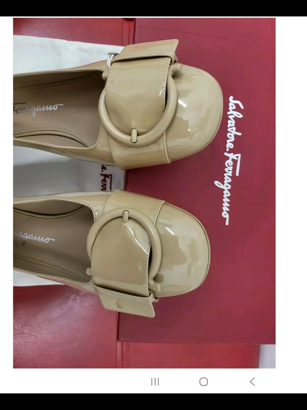 Salvatore Ferragamo Beige Bessie Gancini Pump Shoes Size 7.5C and Size 10B NWB